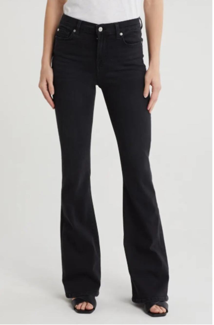 7 FOR ALL MANKIND Ali Classic Flare Jeans Size 27 US 4 Black Nights Stretch NWT